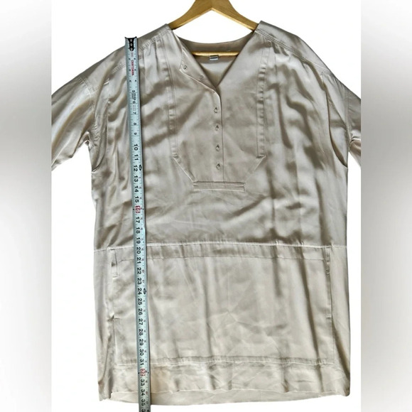 DIANE VON FURSTENBERG Short Sleeve‎ Tunic Top/Dress. 100% Silk,Tan Khaki. Sz 14 - Picture 6 of 8
